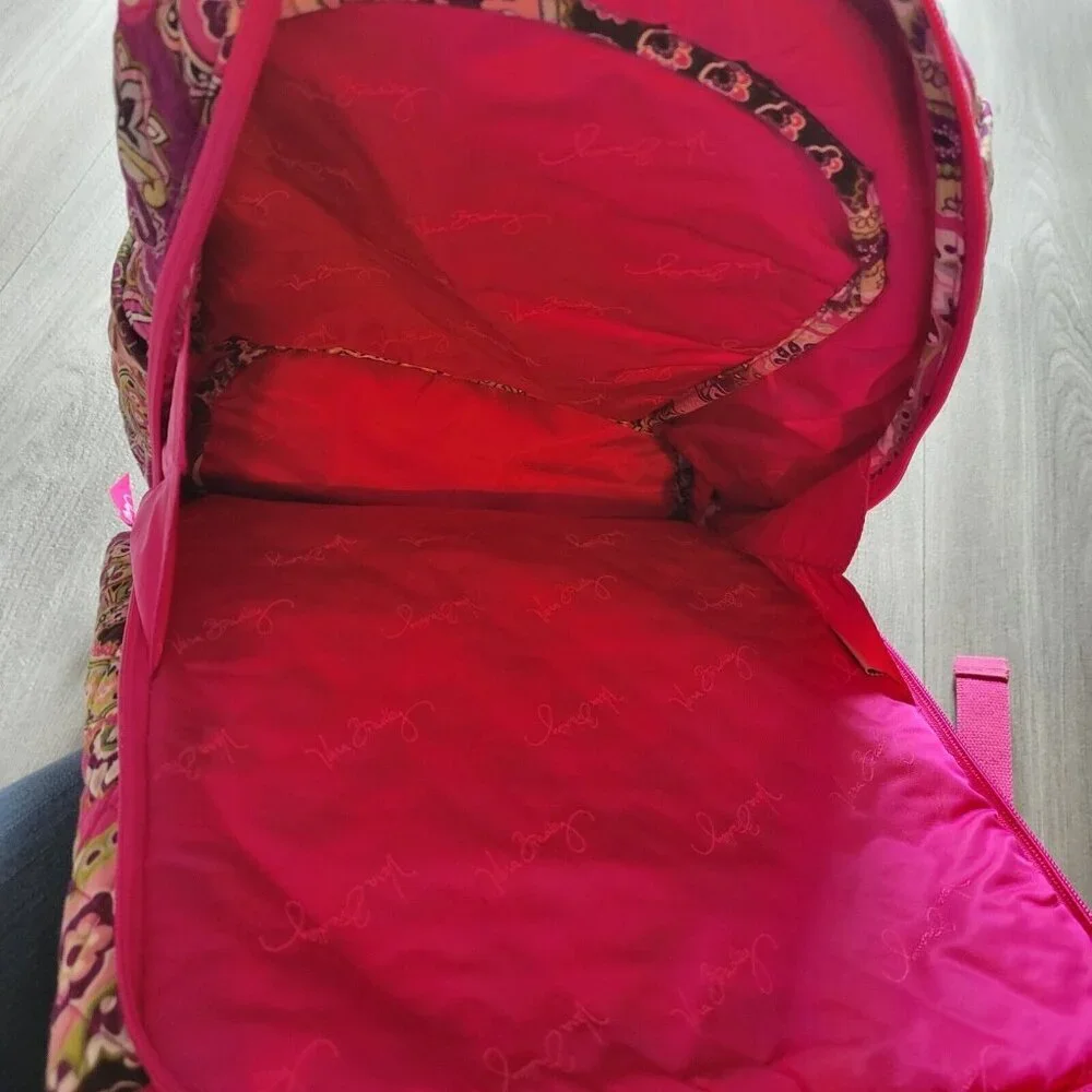Vera Bradley Pink Paisley Quilted Daypack with Floral Trim